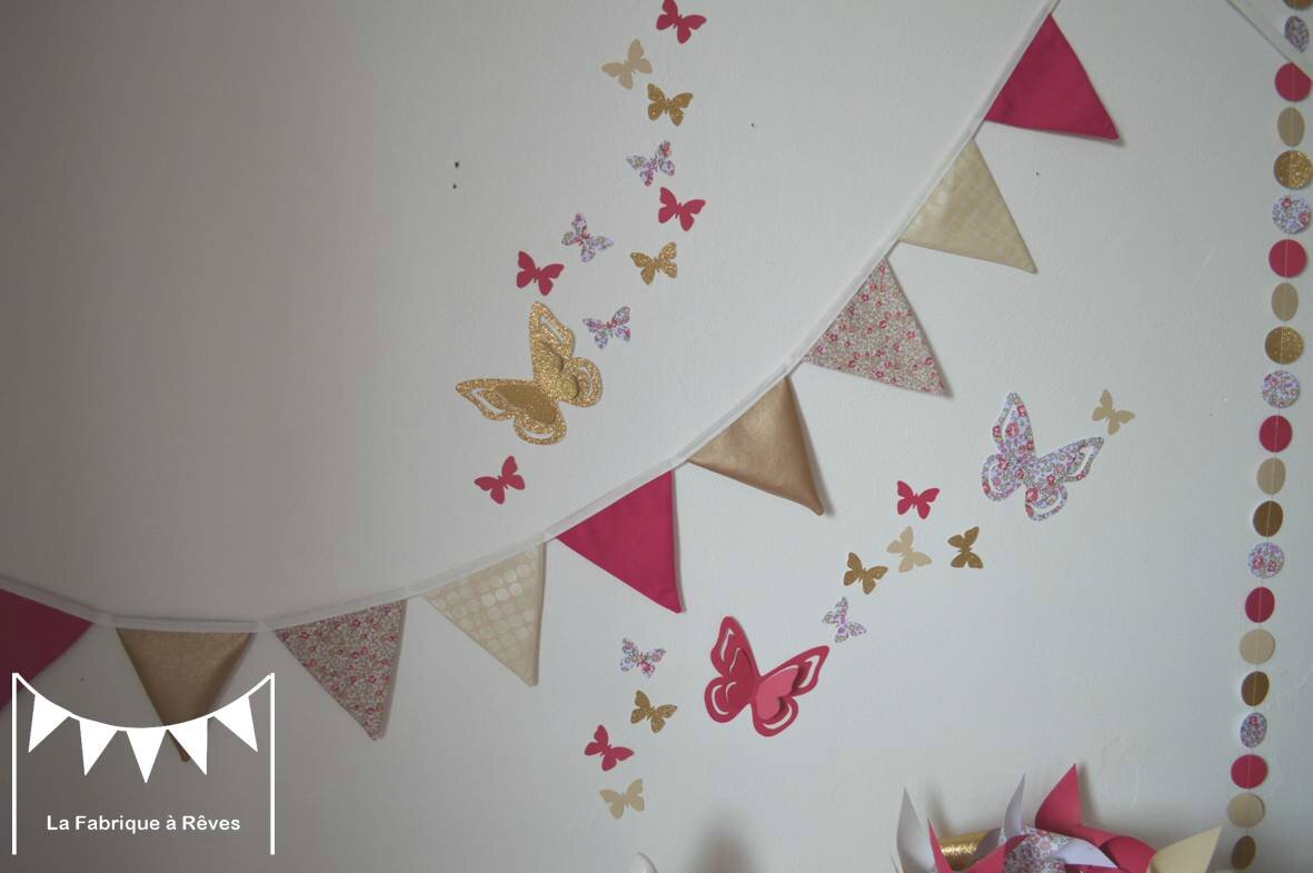Décoration chambre bébé fille enfant liberty héloise fuchsia rose ...