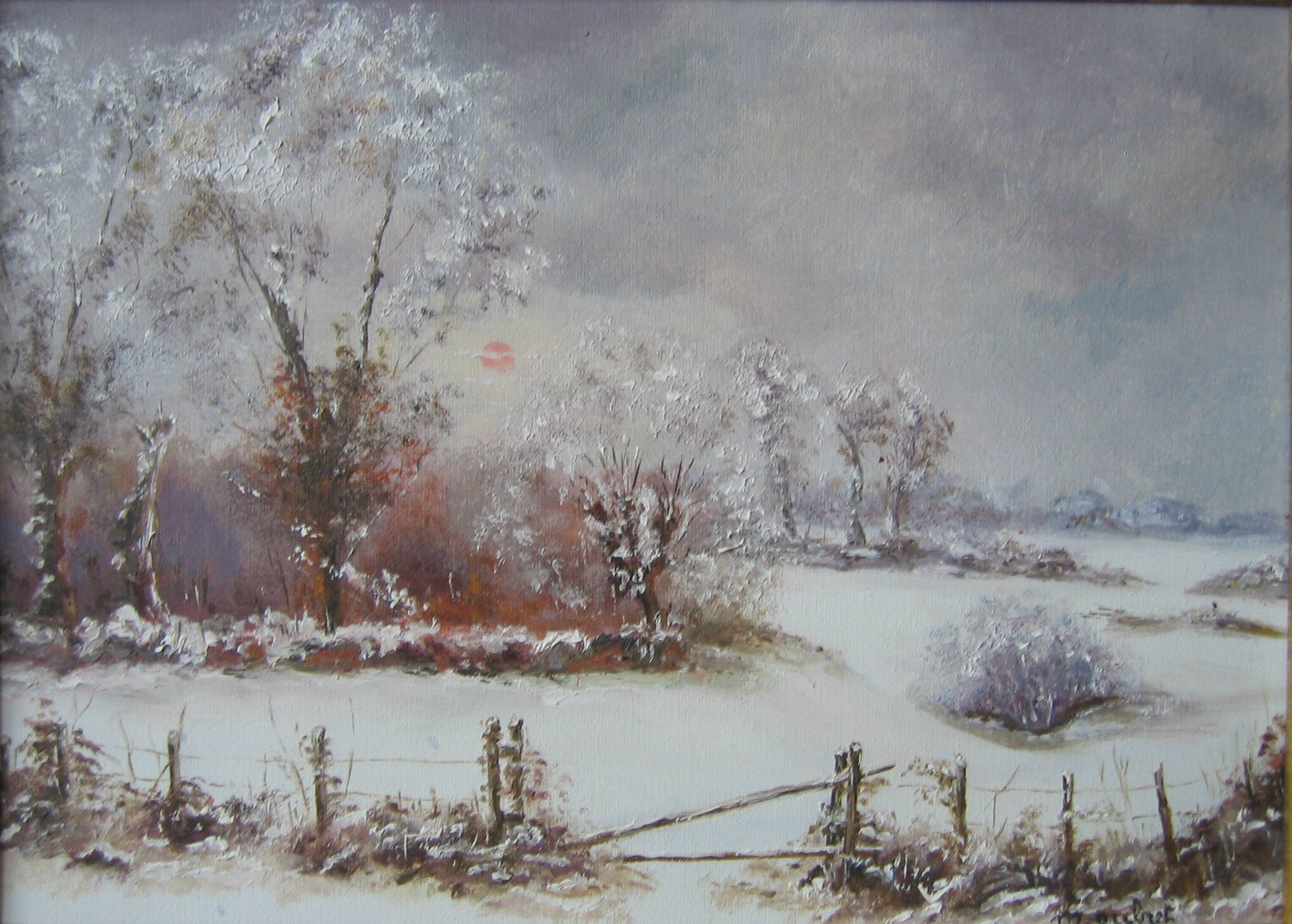 paysage creusois sous la neige huile 2