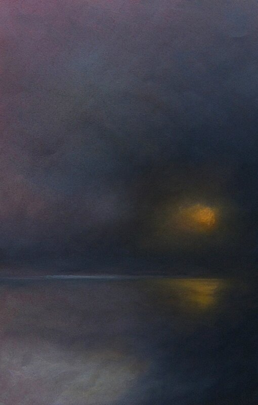 horizon elevation 48, fev 2016, pastel à l'huile, 32 x 48 cm