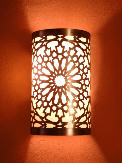 Moroccan Wall Light, Wall Sconce, fine chiselled rose pattern, Moroccan Arts and Crafts ...