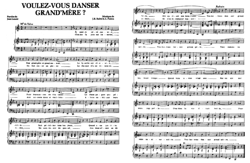 Partition Musique Voulez Vous Danser Grand Mere