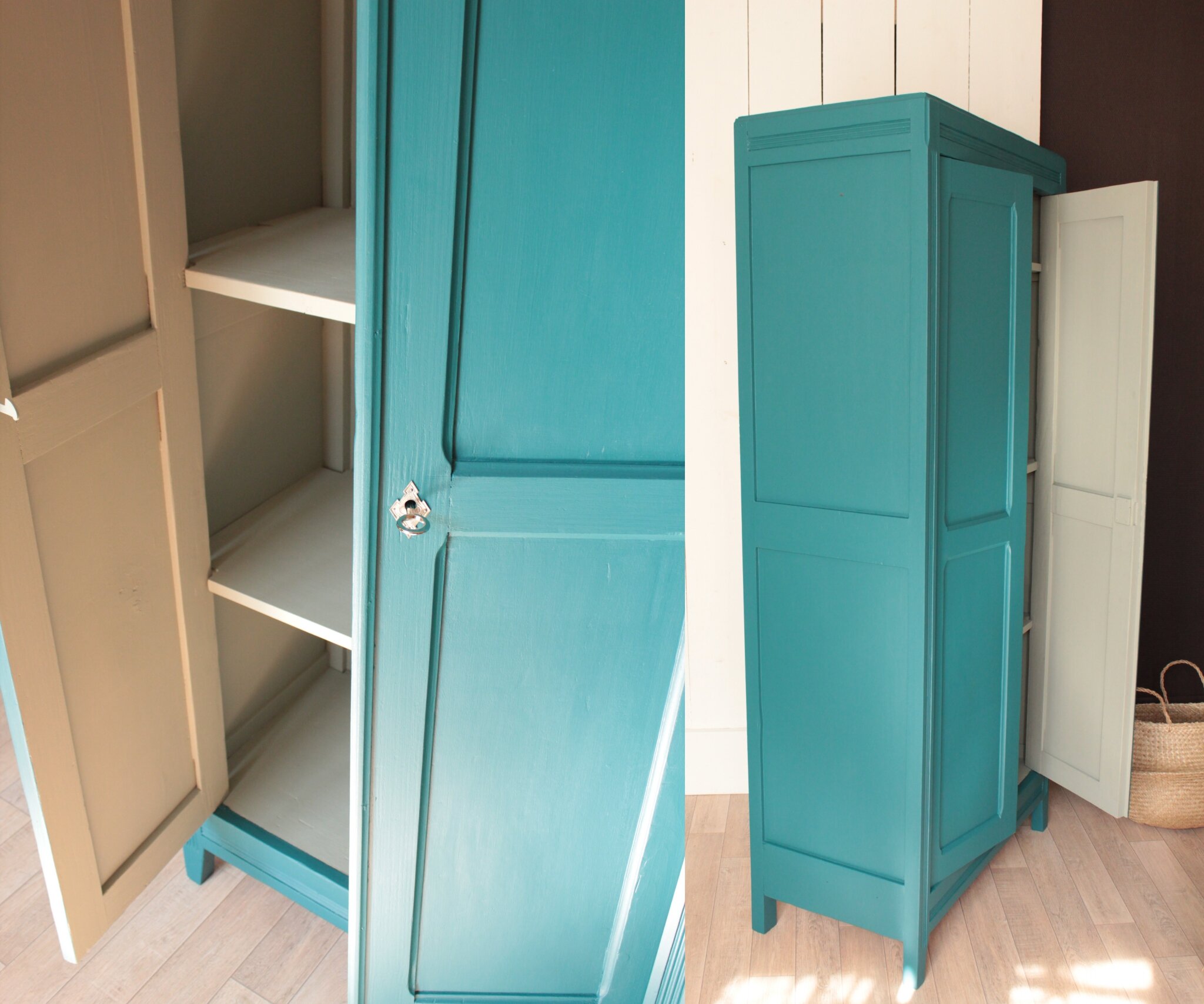 Armoire parisienne vintage bleu annees 50/gris pigeon trendy little
