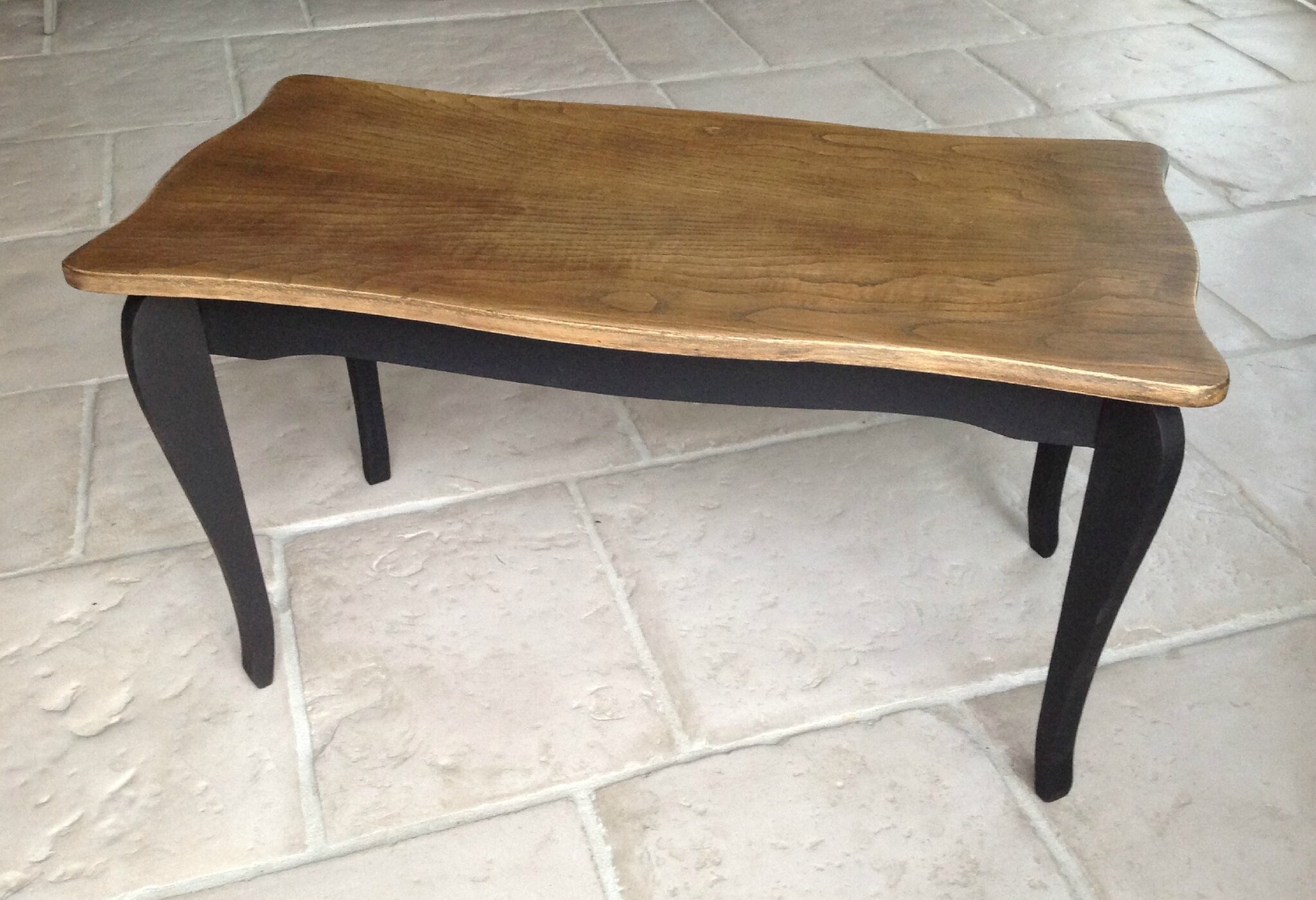 Table basse en bois double patine : noir & bois naturel l ...