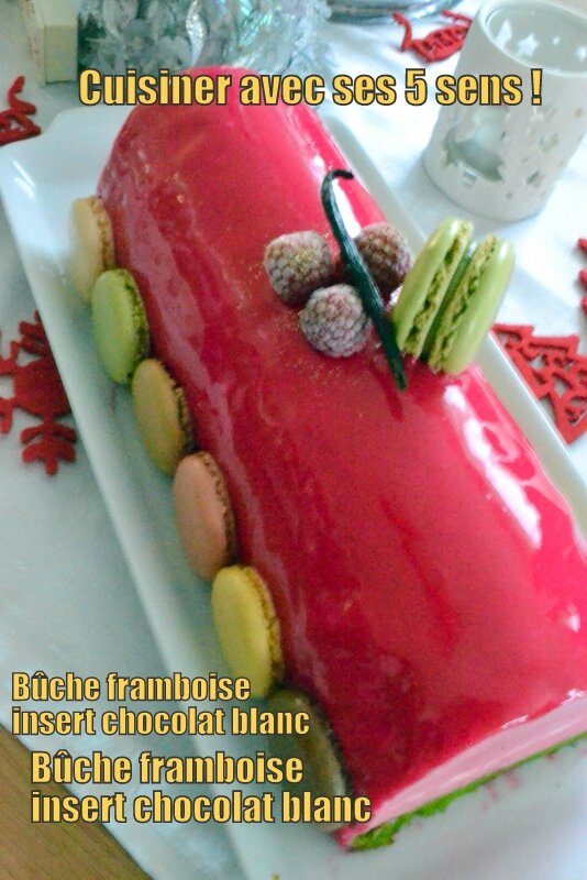 Bûche framboise insert chocolat blanc
