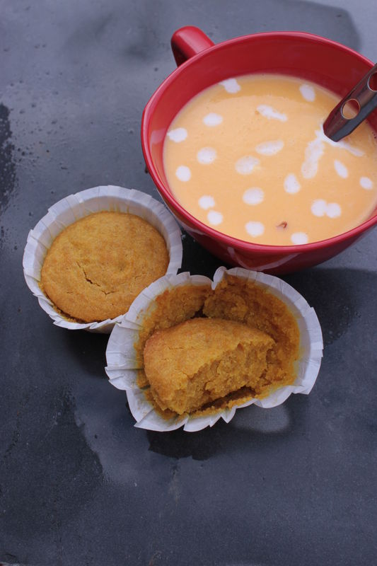 Soupe de citrouille Muffins polenta et cdurry