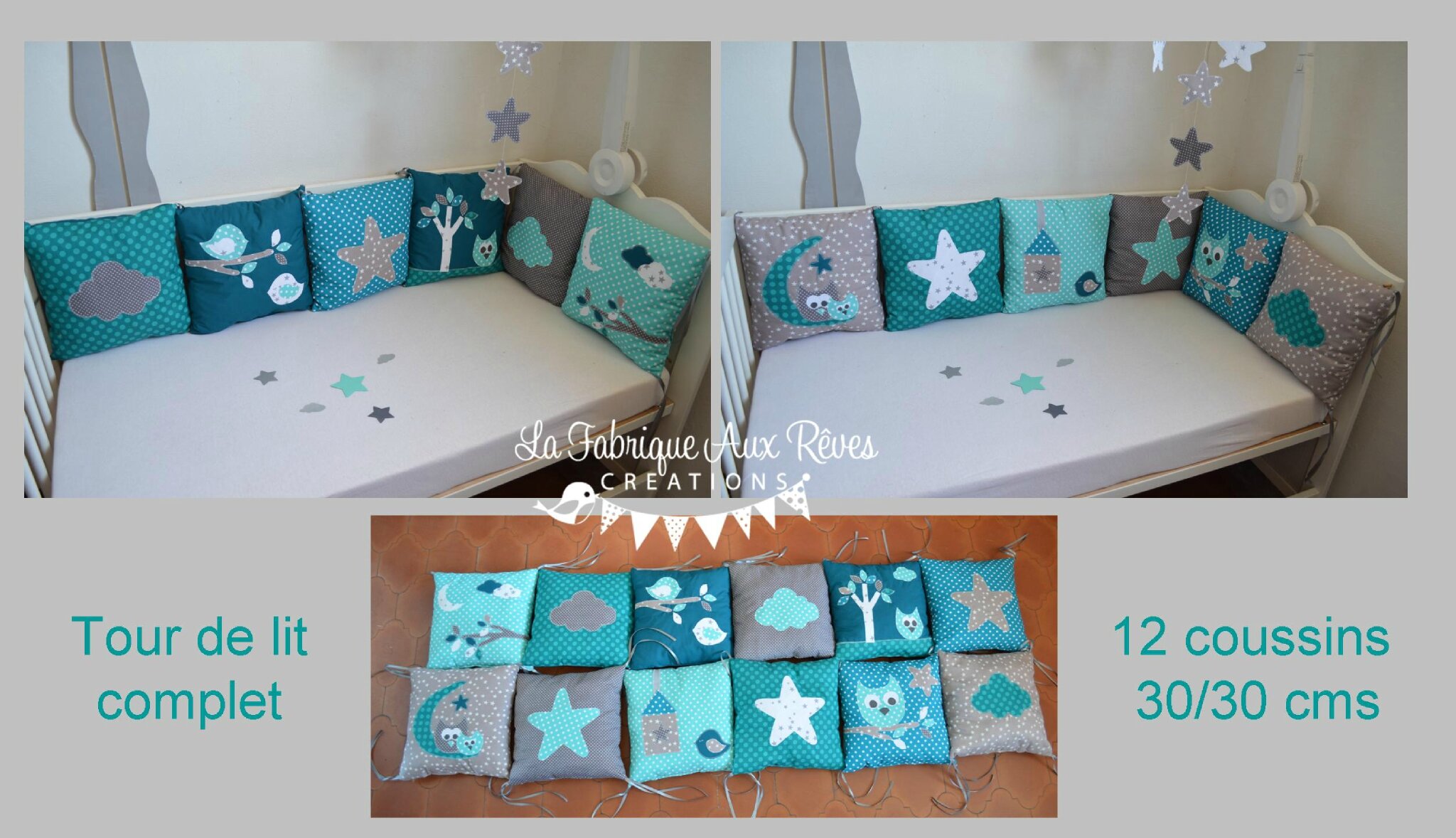 Linge lit tour lit complet coussin et décoration chambre bébé ...