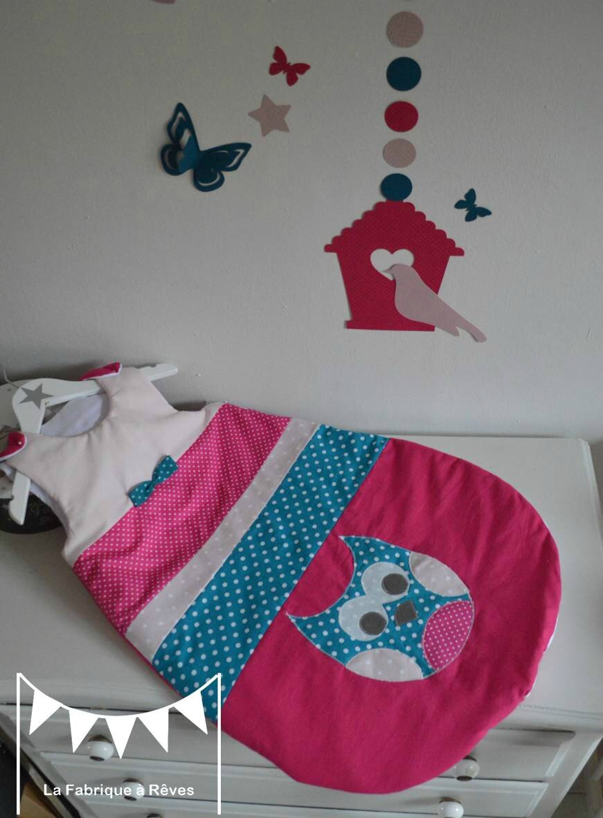 Décoration chambre bébé chouette hibou arbre oiseau nichoir bleu ...