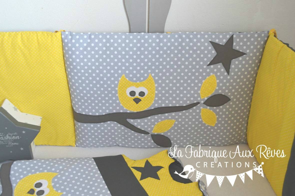 Tour lit et gigoteuse hibou étoiles jaune et gris gigoteuse et ...