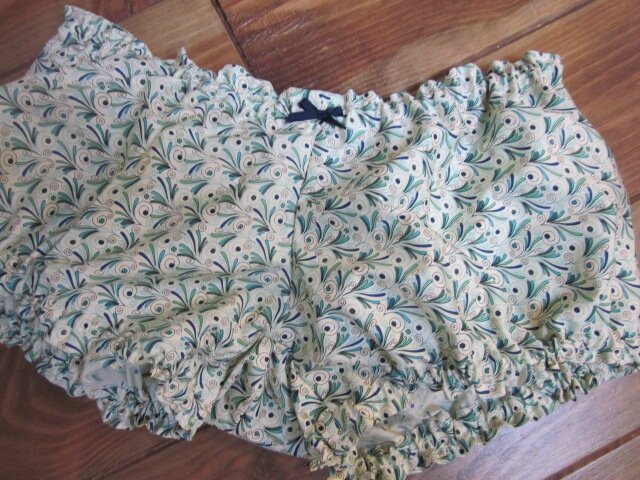 Culotte BIANCA en coton plumettes vert et turquoise - noeud marine (1)
