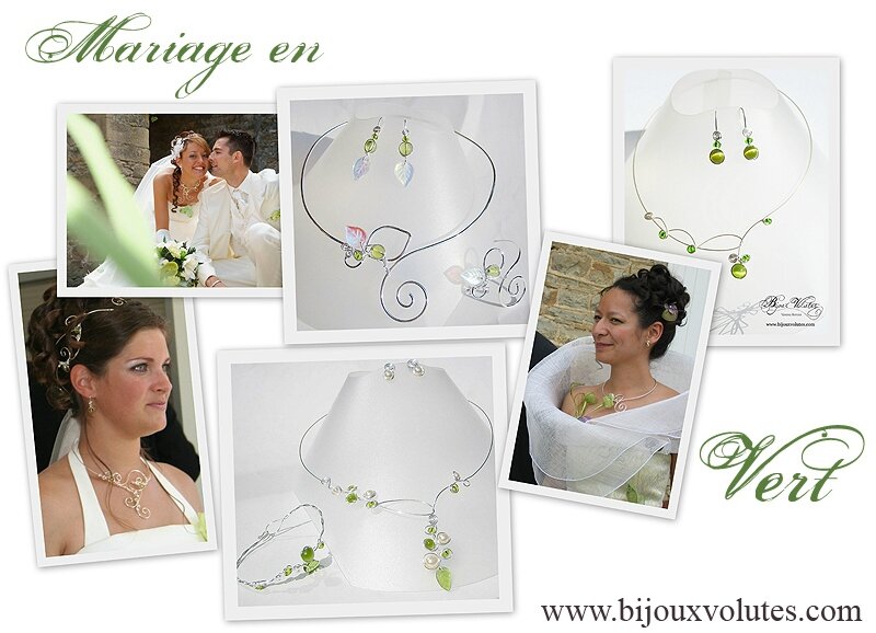 Bijoux mariage avec perles vertes, bijoux mariage vert Création de bijoux mariage avec perles vertes, mariage en vert anis