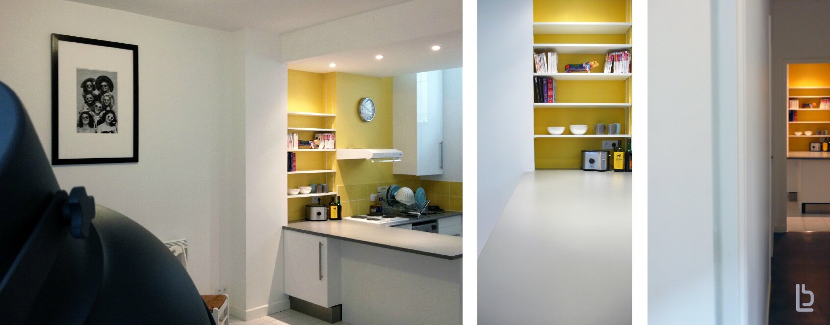 Cuisine blanche mur jaune: cuisine mur c f bb etagere murale avec ...
