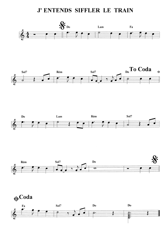 J'entend La Musique Mais Pas Les Paroles Partition piano gratuite j entends siffler le train