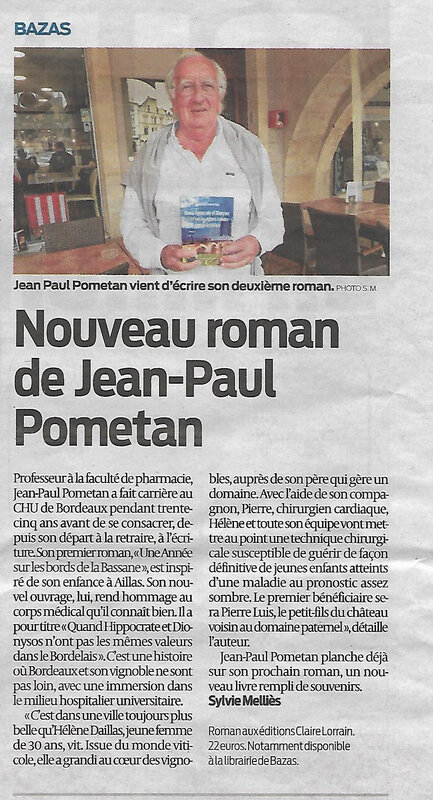 Le nouveau roman de Jean-Paul Pométan