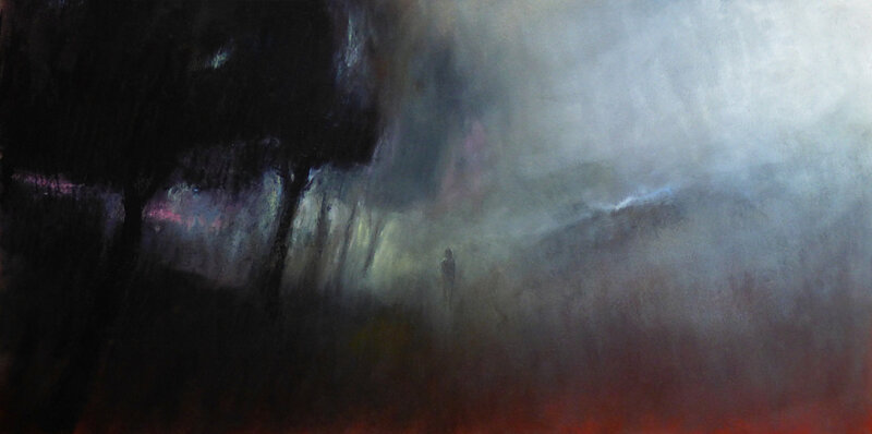 ghostrees 4 modifié aout 2017, pastel à l'huile, 48 x 23 cm