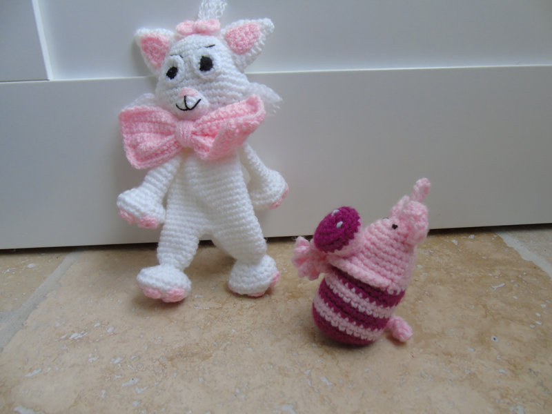 cochon au crochet et aristochat au crochet