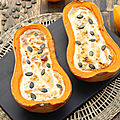 Butternut farcie au fromage frais et epices
