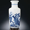 A rare blue and white rouleau vase, kangxi period (1622-1722)