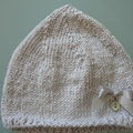 Bonnet en soie gris perle (taille naissance)