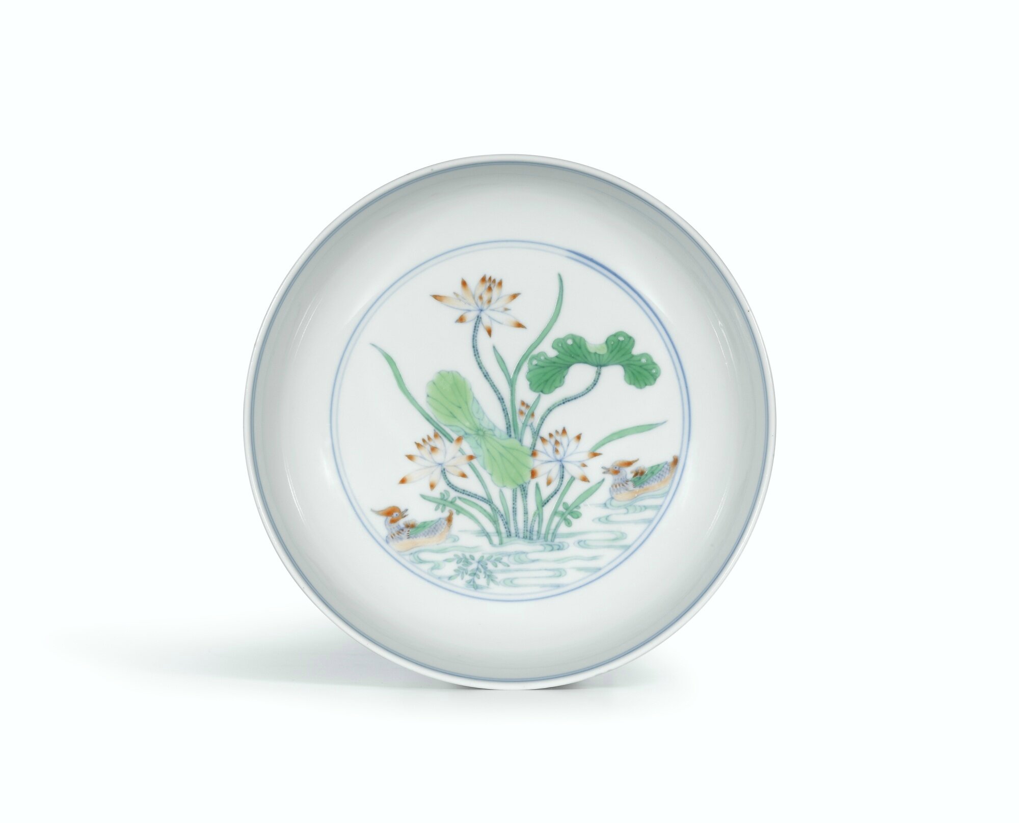 A fine doucai 'Mandarin Duck' dish, Mark and period of Yongzheng (1723