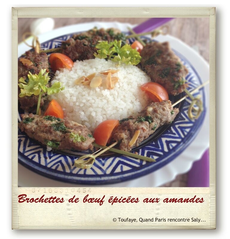 Brochettes de bœuf épicées aux amandes