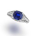 An art deco sapphire and diamond ring, circa 1925