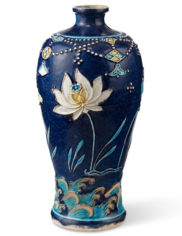 A Fahua 'lotus' vase, meiping, Ming dynasty (1368-1644)