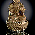 A rare large gilt-bronze figure of guanyin, ming dynasty, 16th-17th century