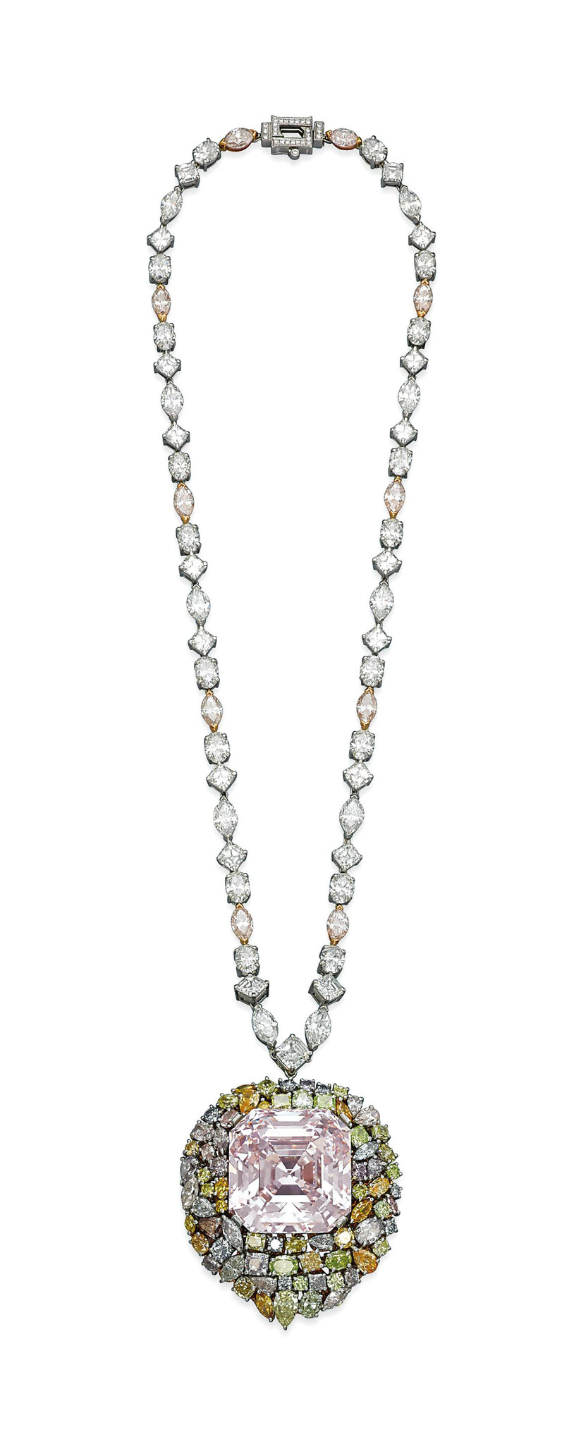 Important light pink diamond and diamond necklace - Alain.R.Truong
