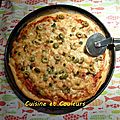 Pizza saumon,câpres et olives vertes