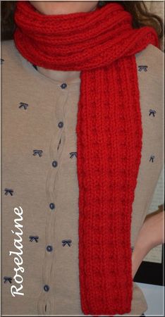 Roselaine744 écharpe t rouge tricot