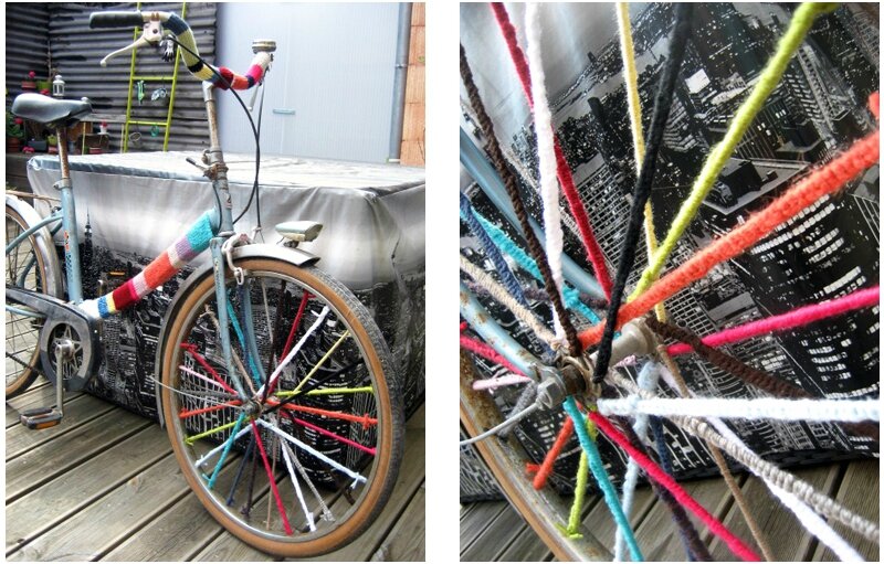 Customisation de velo en Yarn Bombing ou l' Urban Knitting bike ep.03