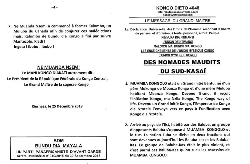 LES NOMADES MAUDITS DU SUD KASAI a