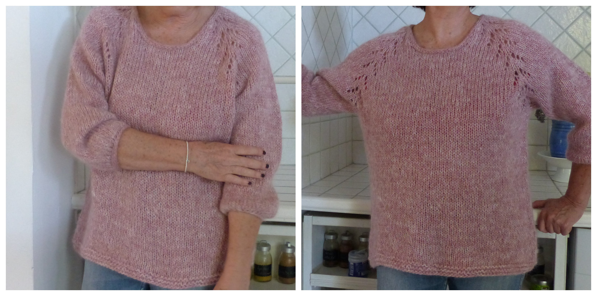 Pull Rose Raglan Laine Et Mohair Mes Tricots Sans Couture Aux