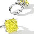 Impressive fancy vivid yellow diamond and diamond ring