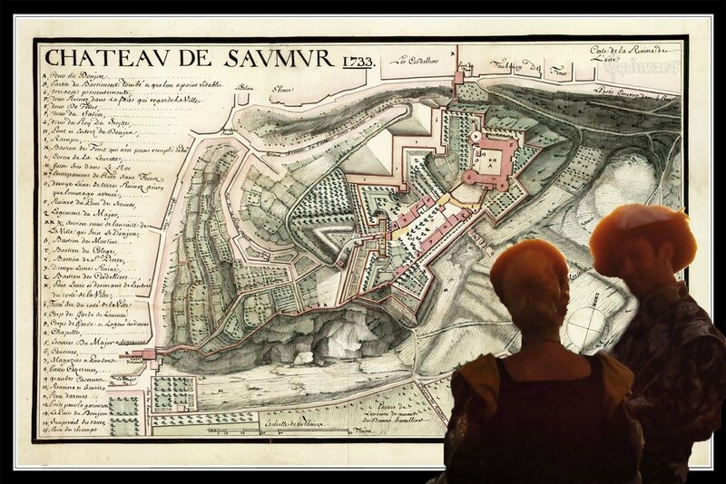 Le Castrum Salmurum - Castrum Trumcum, l'origine de Saumur. plan du Château de Saumur 1733 b