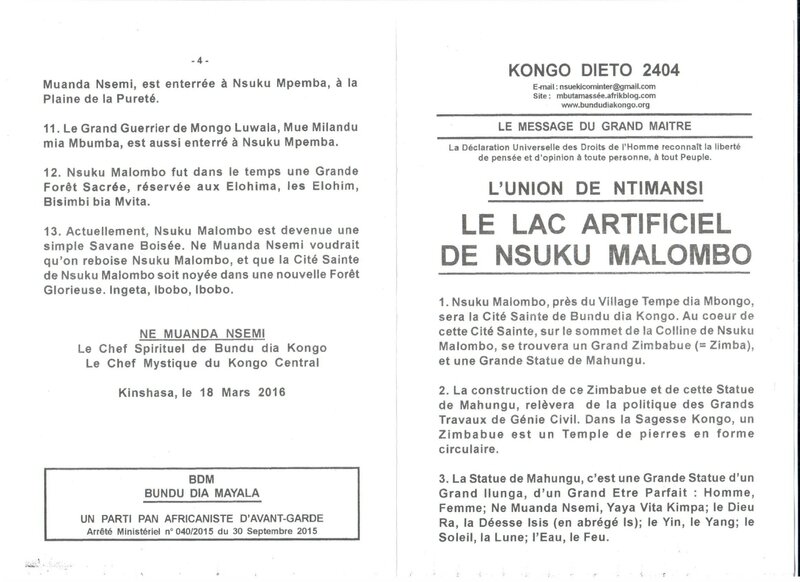LE LAC ARTIFICIEL DE NSUKU MALOMBO a