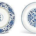 A pair of blue and white saucer dishes, kangxi marks and period (1662-1722)