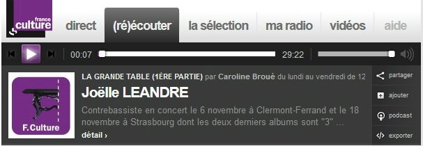 Joelle Leandre - La Grande Table nov 14