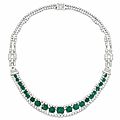 An art deco emerald and diamond necklace, by cartier