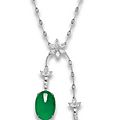 A jadeite and diamond pendant necklace