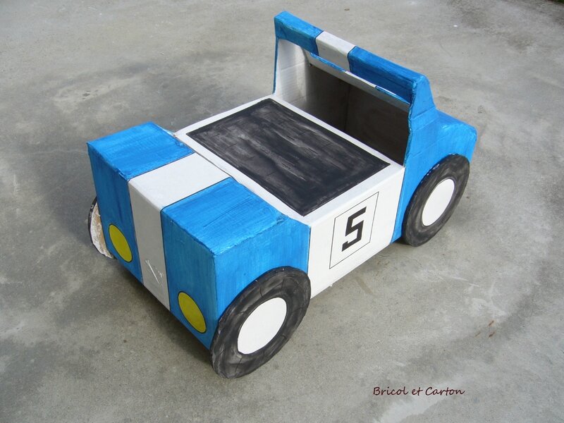 Valisette de rangement en carton pour enfants - Modèle voiture
