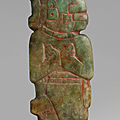 Personnage de profil en jade, maya, classique ancien, env. 250-450 ap. j.c.