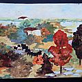 Paysage d'automne adulte Peinture aquarelle - Gamme couleurs chaudes