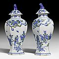 Pair of lidded vases, delft, 2nd half of the 18th century