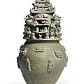A large 'yue' celadon-glazed funerary jar, western jin dynasty