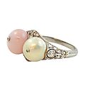 Edwardian conch pearl and oriental pearl ring