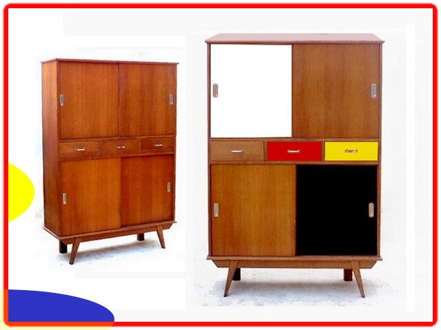 buffet haut armoire vintage 1950