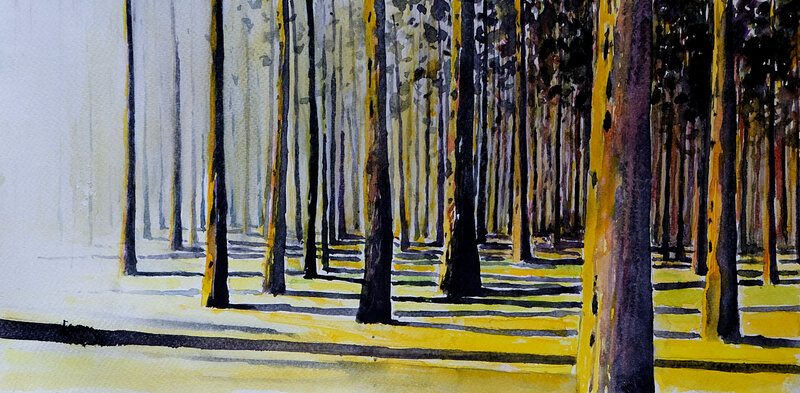 light coming from the left, aquarelle juillet 2018