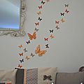 stickers papillons chocolat orange beige shabby chic