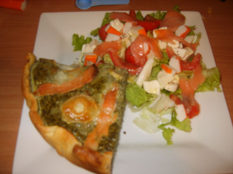 tarte epinard, chevre, saumon - les delices de oumsafiya